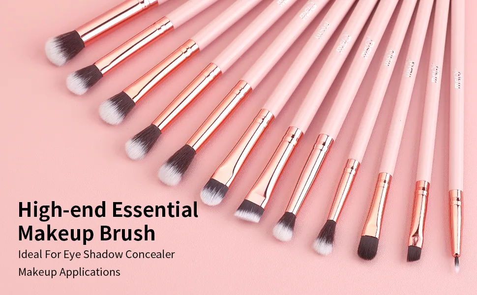 MSQ Eyeshadow Brushes 12pcs Make Up Eye Brush Set Eye Makeup Brushes for Concealer Eyeliner Eyelash Eyebrow Blending Contour Pink Brush - product information 13