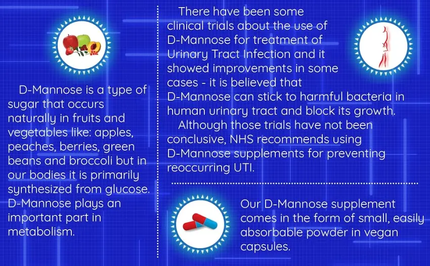 D-Mannose 90 Capsules 500mg - 1000mg per Serving - Pure Extract - Vegan - not Tablets - Urinary Tract - Bladder Infections - UTI - D-Mannose UTI teatment bladder infection cystitis