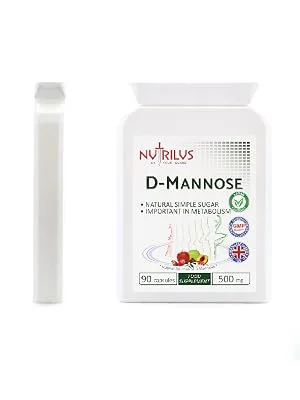 D-Mannose 90 Capsules 500mg - 1000mg per Serving - Pure Extract - Vegan - not Tablets - Urinary Tract - Bladder Infections - UTI - Flat postal bottle