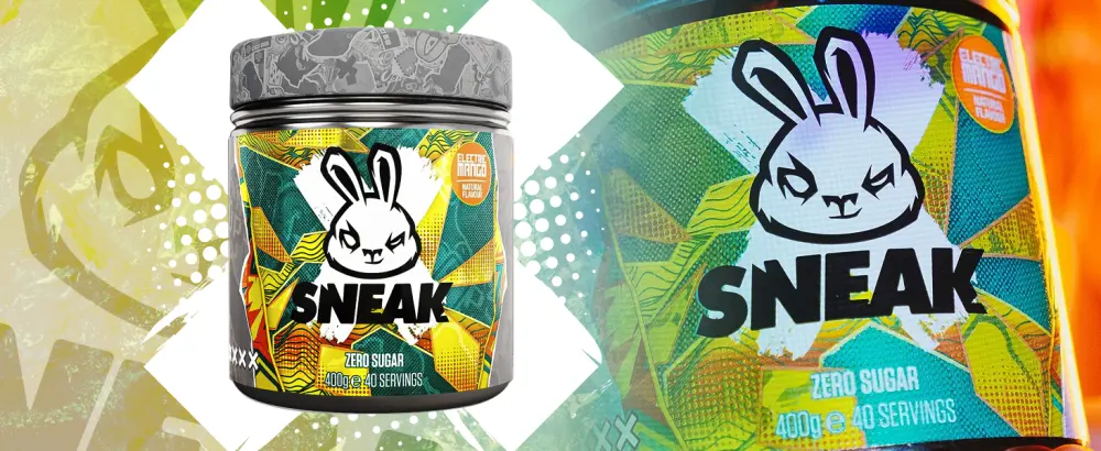 SNEAK | Electric Mango Edition | In-Game Focus Boost Energy Drink Zero Sugar Low-Calorie Vegan | 40 Servings Electric Mango 400.00 g (Pack of 1) - EM - Web - 03