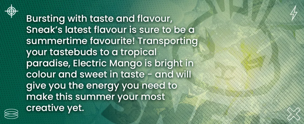 SNEAK | Electric Mango Edition | In-Game Focus Boost Energy Drink Zero Sugar Low-Calorie Vegan | 40 Servings Electric Mango 400.00 g (Pack of 1) - EM - Web - 04