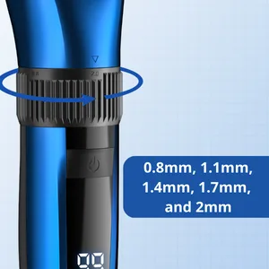 BarberBoss Cordless Self-Sharpening Beard & Hair Trimmer - Waterproof with Ceramic Blades LED Display Fast Charging and 8 Color Comb Attachments QR-2082 - 2082