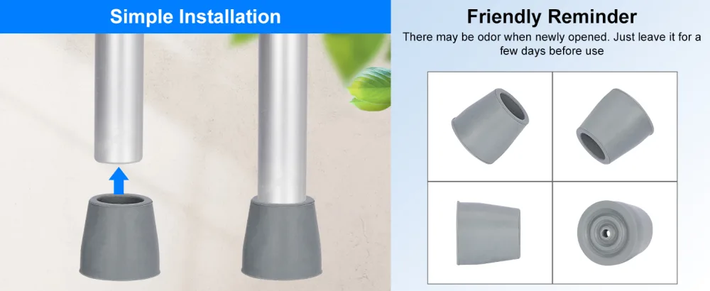 supregear Walker Tips 4 Pcs Universal Walker Commode Replacement Tips Fit Walkers with 25 mm Shaft Walker Accessory Tool Free 2-Pair in Grey 25 mm Grey - Easy to use