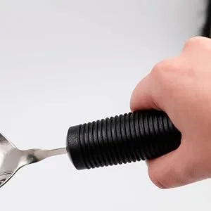 KMINA - Bendable Spoon for Elderly Curved Spoon with Grip Handle Adaptive Eating Utensils Padded Cutlery for Disabled Ergonomic Cutlery for Adults Easy Grip Spoon for Disabled - Bendable Spoon Elderly Velcro Curved Grip Handle Adaptive Eating Utensils Padded Cutlery Disabled