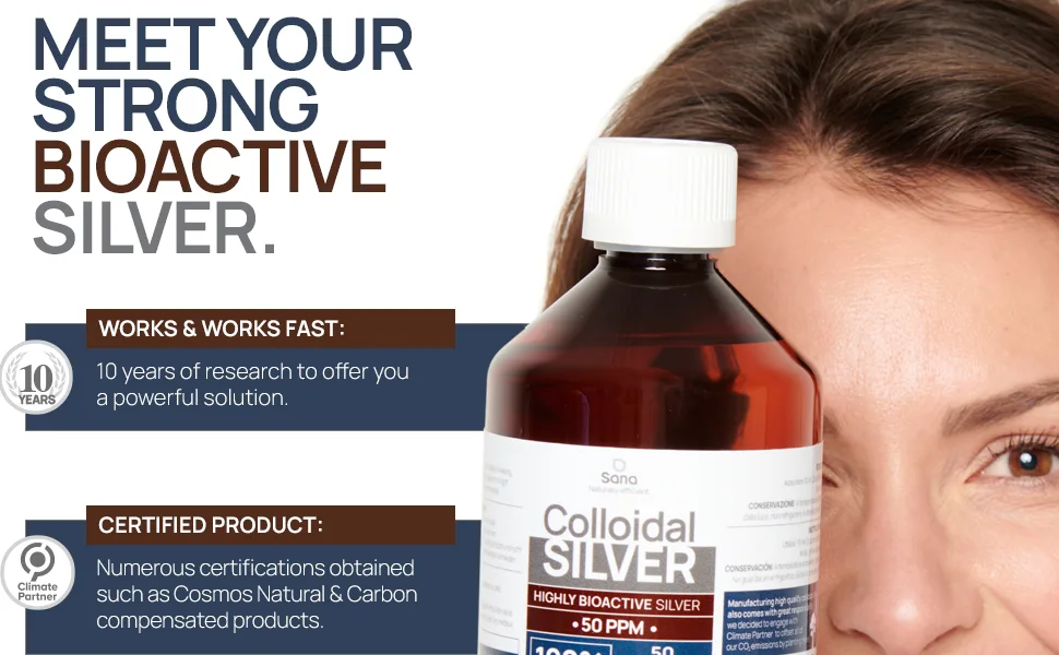 Colloidal Silver 50 PPM 500 ml For Humans & Dogs Highly Bio Active Hydrosol Silver Water for Best Results Carbon Neutral 100% Natural : 2 Ingredients - colloidal silver spray for dogs