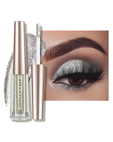 Anglicolor Eyeshadow Liquid Glitter Eyeshadow Highly Pigmented Glitter Gel Diamond Eyeshadow Liquid Eyeshadow & Eyeliner Blendable Shimmer Eyes Makeup Vegan (#4 Bronze) - Anglicolor