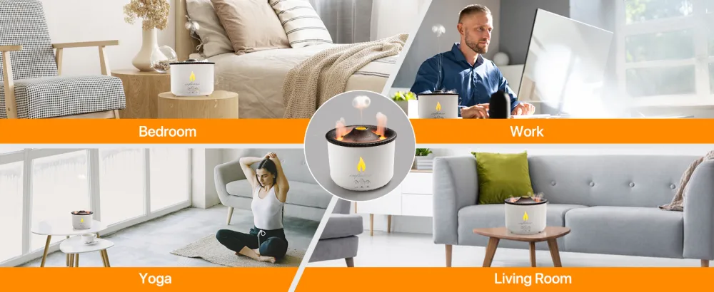 InFanso Essential Oil Diffuser Aromatherapy Diffusers Volcano Humidifier for Home Bedroom Spa Office Yoga 360ML Flame Diffuser with 2 Mode Timer Auto-Off Protection and Adjustable Fog Knob - diffuser