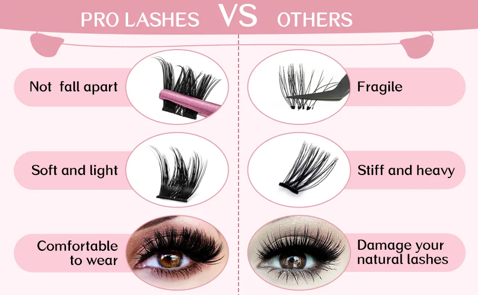 Cluster Lashes 72 Pcs Lash Clusters 2 in 1 DIY Eyelash Extension Individual Cluster Eyelashes Blush Style Self-Application Fluffy Super Thin Band Reusable Soft & Comfortable(Blush-D-10-16mix) 10-16 mix Blush - product information 29