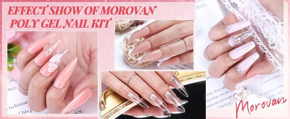 Morovan Poly Gel Nail Kit with UV Lamp - Poly Nail Gel Kit for Beginners Pink Clear Professional Poly Gel Kits with UV Light Starter Kits Poly Nail Extension Gel Nail Kit Advanced - product information 17