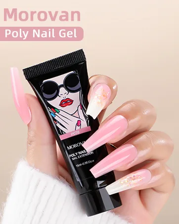 Morovan Poly Gel Nail Kit with UV Lamp - Poly Nail Gel Kit for Beginners Pink Clear Professional Poly Gel Kits with UV Light Starter Kits Poly Nail Extension Gel Nail Kit Advanced - product information 6