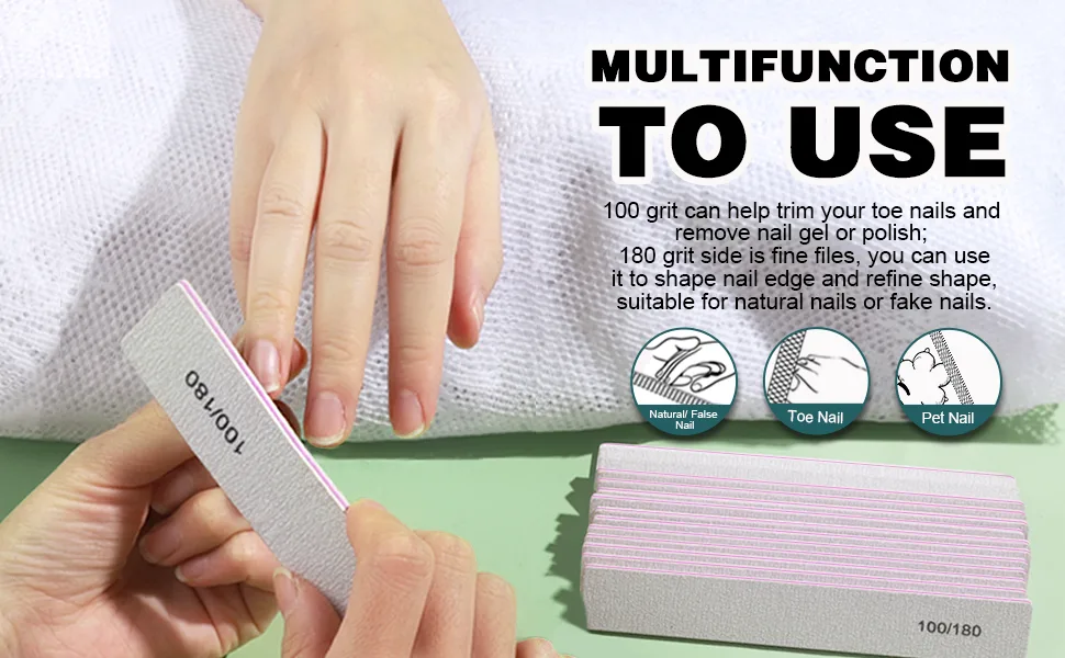FANDAMEI Double Sided Nail Files 100/180 Grit Emery Boards Fingernail Files Nail Boards 15pcs Nail Styling Tools Nail Emery Block for Home and Salon Use Professional Nail Buffer Block Rectangular 7 1.06 inch-Rectangular 15.0 - Multifunction to use