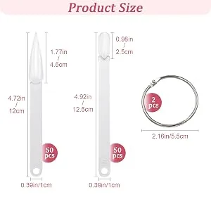 Pinkiou 100 Fan Shaped Nail Colour Sample Nail Polish Display Sticks False Nail Tips Nail Art Practice Tools With Metal Display Ring 100pcs-Transparent - nail colour display