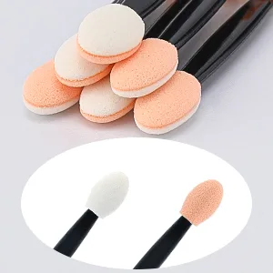 50PCS Sponge Eyeshadow Applicators - Disposable Eyeshadow Applicators - Beige Eye Shadows Sponge Brushes - Eye Makeup Applicators for Nails and Eyeshadow Makeup 50 PCS Beige - Eye Makeup Applicators