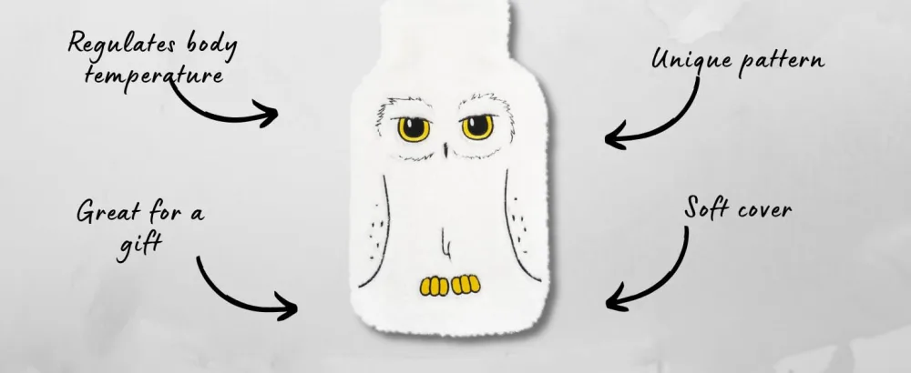 Wizarding World Harry Potter Hot Water Bottle Cover Hand Warmer Period Back Pain Relief Hot-Water Bottles Hedwig - soxo