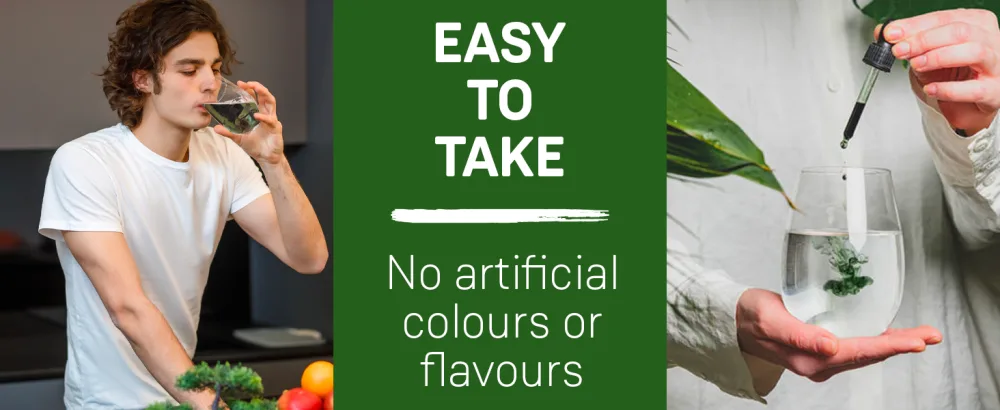 Liquid Chlorophyll - Chlorophyll Drops for Water 100ml for 100 Servings - High Strength 100mg Chlorophyll Liquid Drink - Made in UK by New Leaf Products - chlorophyll liquid drops