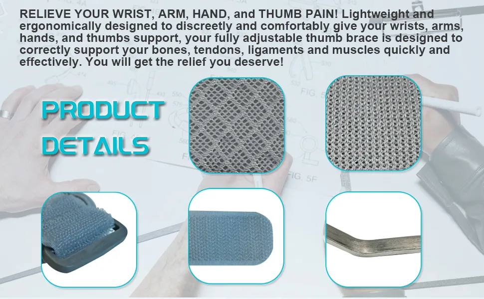 ACCUBIO Thumb Support Wrist Splint Finger Support Brace for Right and Left Hand Thumb Splint for Arthritis or Soft Tissue Injuries with Adjustable Wrist Strap and Removable Aluminum Splint - thumb support