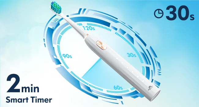 Dada-Tech Electric Toothbrush for Adults with 90% Rounded Bristles Sonic Toothbrush Rechargeable with 5 Cleaning Modes 2-Minute Timer and 9 Replacement Reminder Brush Heads (Blue) - travel toothbrush