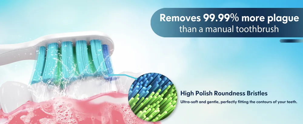 Dada-Tech Sonic Electric Toothbrush for Adults with 90% Rounded Bristles 5 Cleaning Modes 2-Minute Timer and 9 Replacement Reminder Brush Heads (Green) - philips sonicare toothbrush