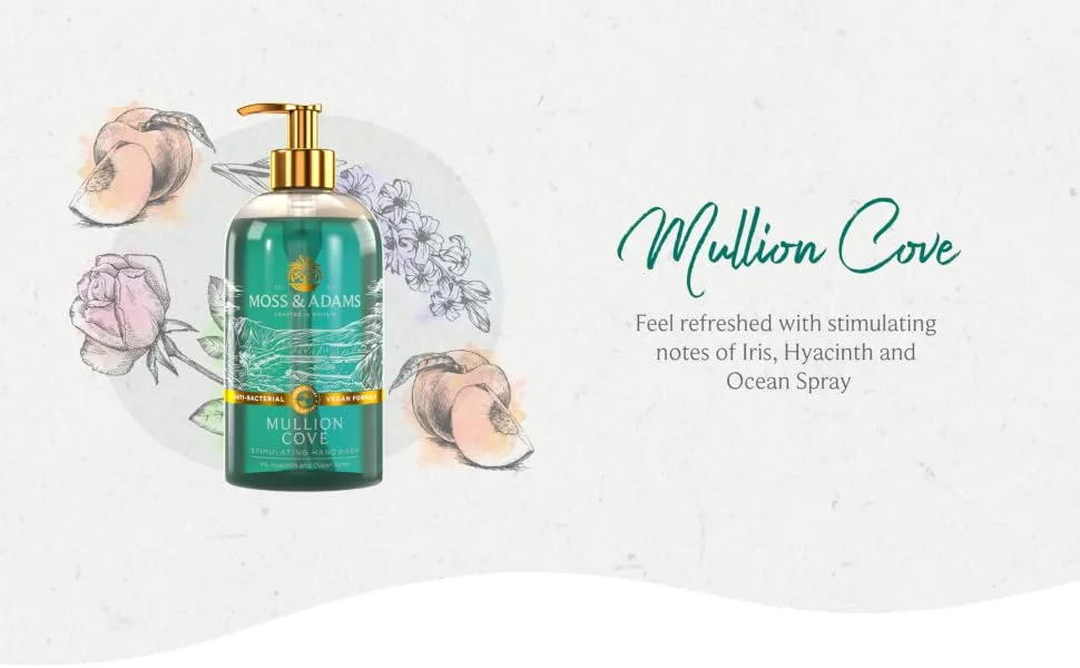Moss & Adams Stimulating Antibacterial Vegan Handwash Mullion Cove Ocean Spray 500ml - Mullion Cove