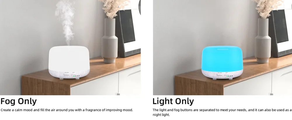 300ML Essential Oil Diffuser Electric Aroma Diffuser with Remote Control 4 Timers 7 LED Color Changing Lights and Waterless Auto-Off Design Cool Mist Air Diffuser for Room Bedroom Home White Wood Grain - ?2-01