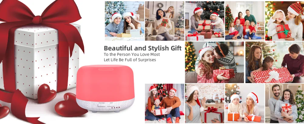 300ML Essential Oil Diffuser Electric Aroma Diffuser with Remote Control 4 Timers 7 LED Color Changing Lights and Waterless Auto-Off Design Cool Mist Air Diffuser for Room Bedroom Home White Wood Grain - ?3-1