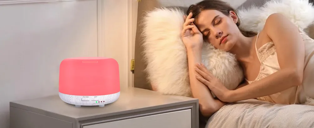 300ML Essential Oil Diffuser Electric Aroma Diffuser with Remote Control 4 Timers 7 LED Color Changing Lights and Waterless Auto-Off Design Cool Mist Air Diffuser for Room Bedroom Home White Wood Grain - product information 12