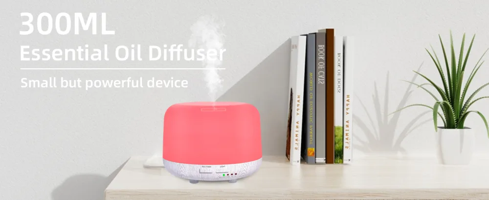 300ML Essential Oil Diffuser Electric Aroma Diffuser with Remote Control 4 Timers 7 LED Color Changing Lights and Waterless Auto-Off Design Cool Mist Air Diffuser for Room Bedroom Home White Wood Grain - product information 9