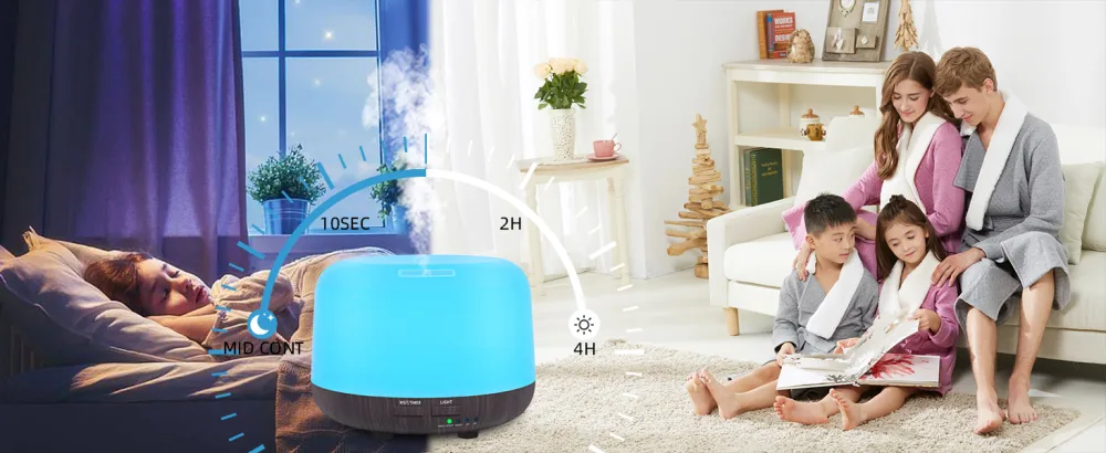 300ML Essential Oil Air Diffuser Electric Aroma Diffuser with Remote Control 4 Timers and 7 LED Color Changing Lights Waterless Auto Off Cool Mist Aroma Diffuser for Bedroom Room Home Dark Wood Grain - ?2-1
