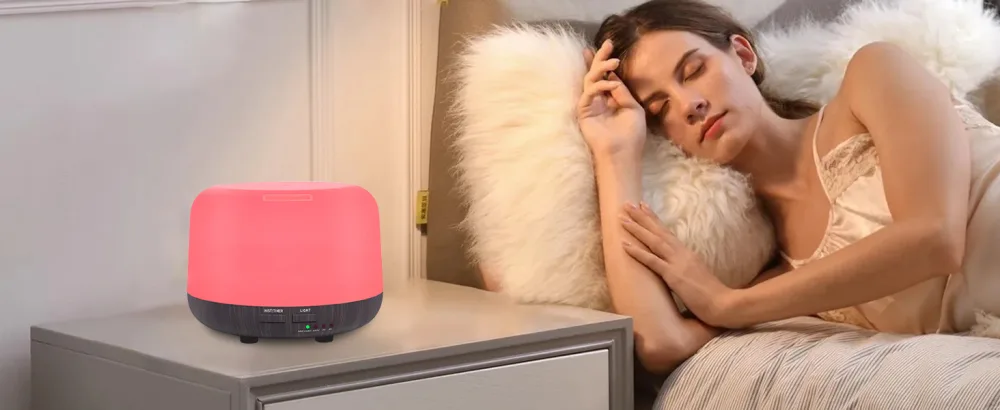 300ML Essential Oil Air Diffuser Electric Aroma Diffuser with Remote Control 4 Timers and 7 LED Color Changing Lights Waterless Auto Off Cool Mist Aroma Diffuser for Bedroom Room Home Dark Wood Grain - ?5-1