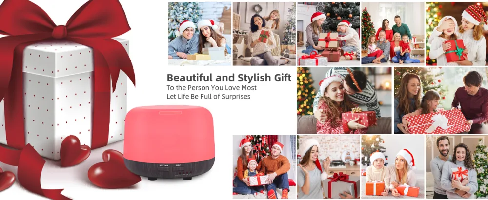 300ML Essential Oil Air Diffuser Electric Aroma Diffuser with Remote Control 4 Timers and 7 LED Color Changing Lights Waterless Auto Off Cool Mist Aroma Diffuser for Bedroom Room Home Dark Wood Grain - ?7-01