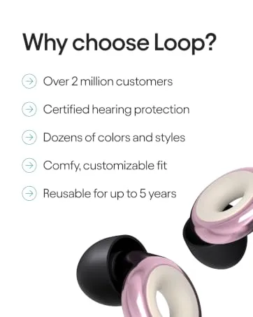 Loop Engage Plus Earplugs Low-Level Noise Reduction with Clear Speech for Conversation Social Gatherings Noise Sensitivity and Parenting 8 Ear Tips + Extra Accessories SNR 16 dB - Crystal - Loop Noise Reducing Earplugs