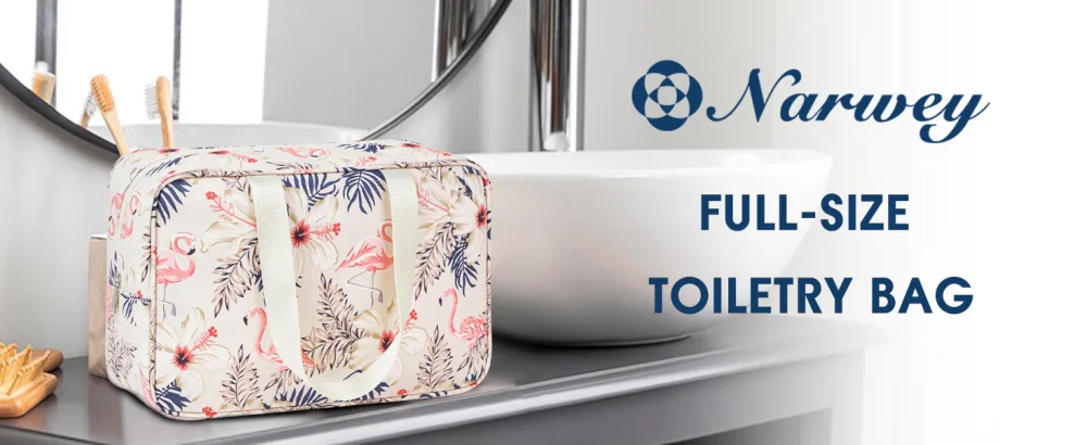 Full Size Toiletry Bag Large Cosmetic Bag Travel Makeup Bag Organizer for Women (Blue Lotus) - product information 18