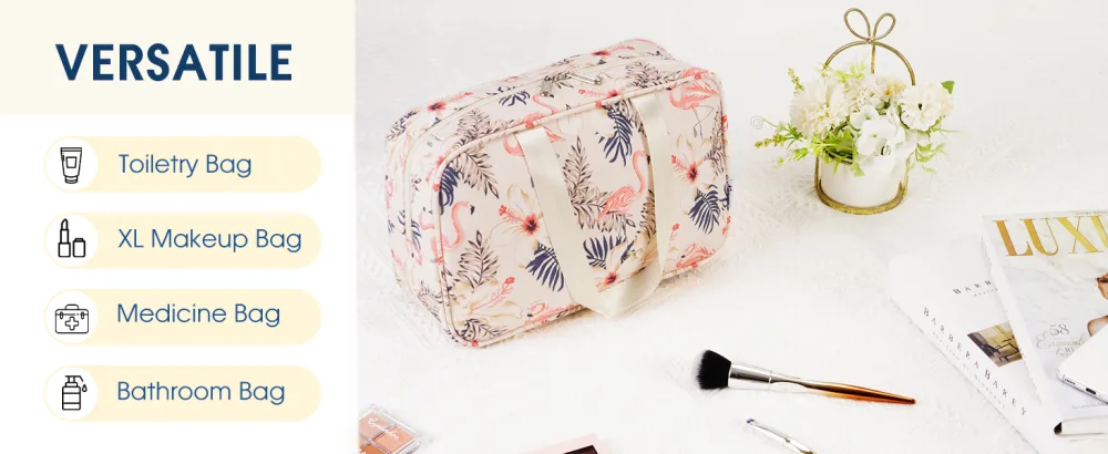 Full Size Toiletry Bag Large Cosmetic Bag Travel Makeup Bag Organizer for Women (Blue Lotus) - product information 22