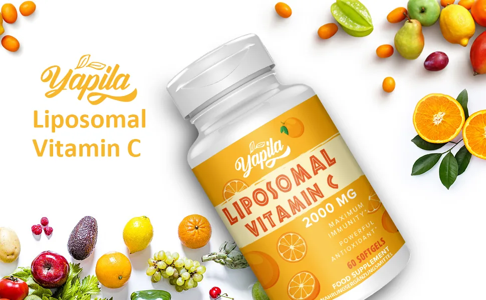 Liposomal Vitamin C Capsules 2000mg Maximum Absorption High dose VIT C Ascorbic Acid Antioxidant Supplement Soy-Free Non-GMO 60 count (Pack of 1) - Yapila liposomal VC Softgel