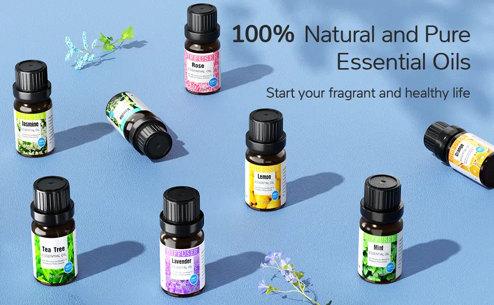 500ML Scented Oil Diffusers with 8 Essential Oils Set Aromatherapy Diffusers Air Freshener Humidifiers with Remote Control 4 Timer Auto-waterless Shut-off for Bedroom Large Room Gray - B0BGR6QRCT