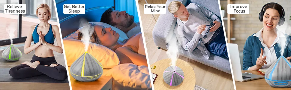 500ML Scented Oil Diffusers with 8 Essential Oils Set Aromatherapy Diffusers Air Freshener Humidifiers with Remote Control 4 Timer Auto-waterless Shut-off for Bedroom Large Room Gray - B0BGR6QRCT