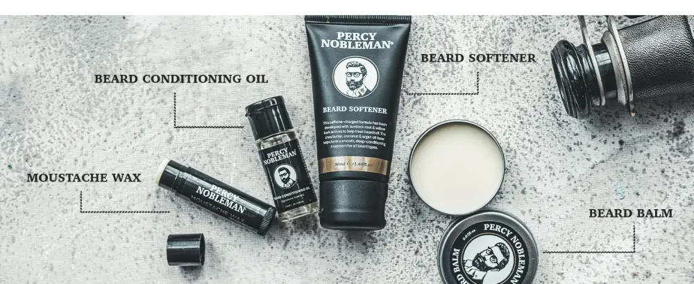 Percy Nobleman Beard Survival Kit a Beard Grooming Kit containing a scented beard oil beard balm moustache wax and a beard softener - Beard Survival Kit