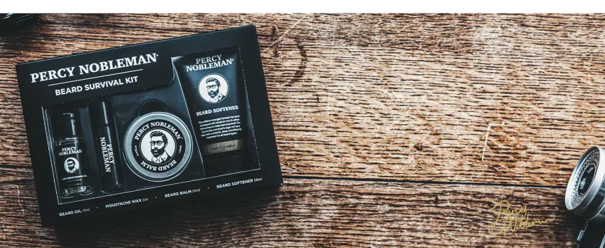 Percy Nobleman Beard Survival Kit a Beard Grooming Kit containing a scented beard oil beard balm moustache wax and a beard softener - Beard Survival Kit