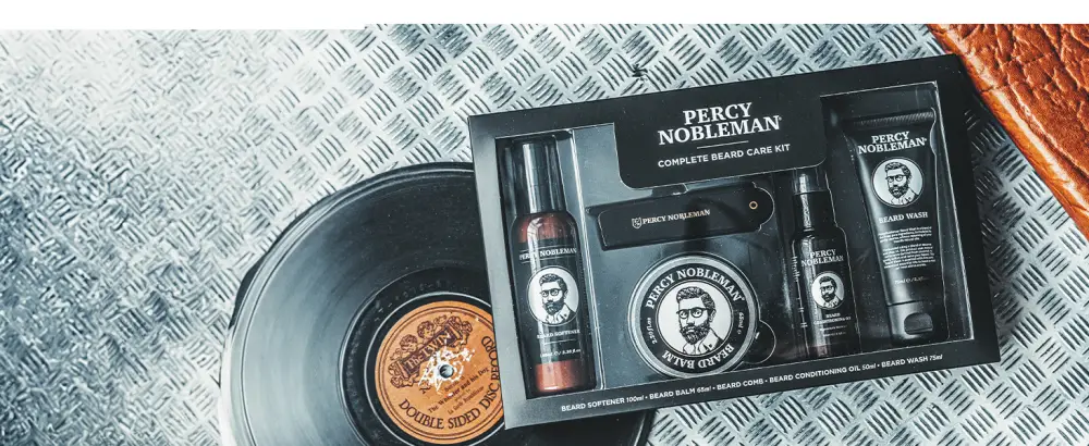 Percy Nobleman Complete Beard Care Kit containing a beard softener scented beard oil beard balm beard wash and folding acetate comb - Complete Bread Care Kit