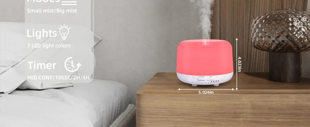 DIFFOFE 300ML Essential Oil Diffuser Cool Mist Air Aromatherapy Oil Diffuser with Remote Control 8 Hour Quiet Electric Home Diffuser 7 LED Light Colors Timer for Small Rooms Bedrooms White Wood Grain - product information 11