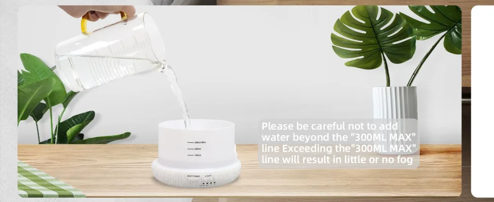 DIFFOFE 300ML Essential Oil Diffuser Cool Mist Air Aromatherapy Oil Diffuser with Remote Control 8 Hour Quiet Electric Home Diffuser 7 LED Light Colors Timer for Small Rooms Bedrooms White Wood Grain - product information 14