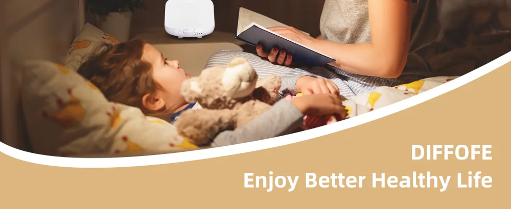 DIFFOFE 300ML Essential Oil Diffuser Cool Mist Air Aromatherapy Oil Diffuser with Remote Control 8 Hour Quiet Electric Home Diffuser 7 LED Light Colors Timer for Small Rooms Bedrooms White Wood Grain - product information 20