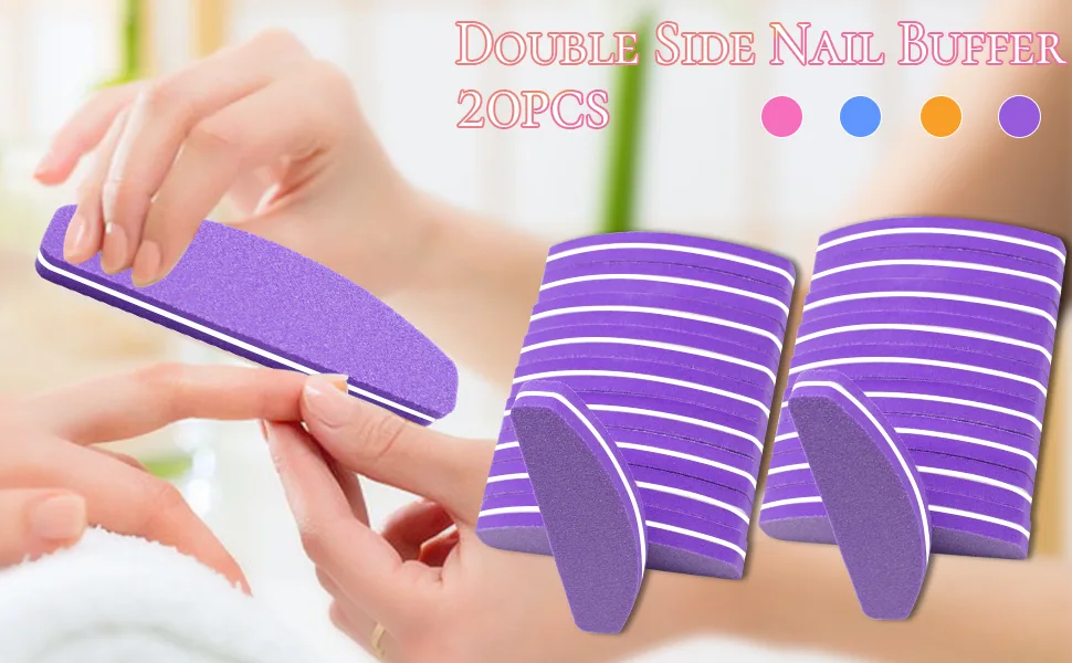 Nail Buffer Blocks 20 PCS Mini Nail Buffer for Gel Nails Professional Nail Buffer Block for Natural Nails Nail Polish Buffing Block for Home & Salon Use(Purple) - nail files