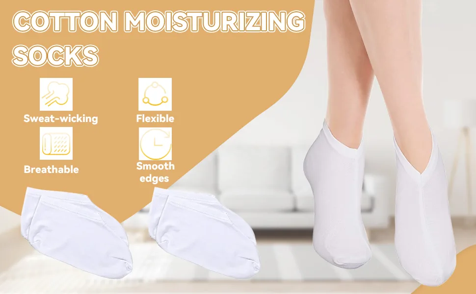 Scettar 4 Pairs Moisturizing Socks Overnight Spa Socks for Dry Fee Cotton Moisture Enhancing Socks Thin Foot Spa Socks for Dry Cracked Feet - Moisturizing Socks Overnight Spa Socks for Dry Fee