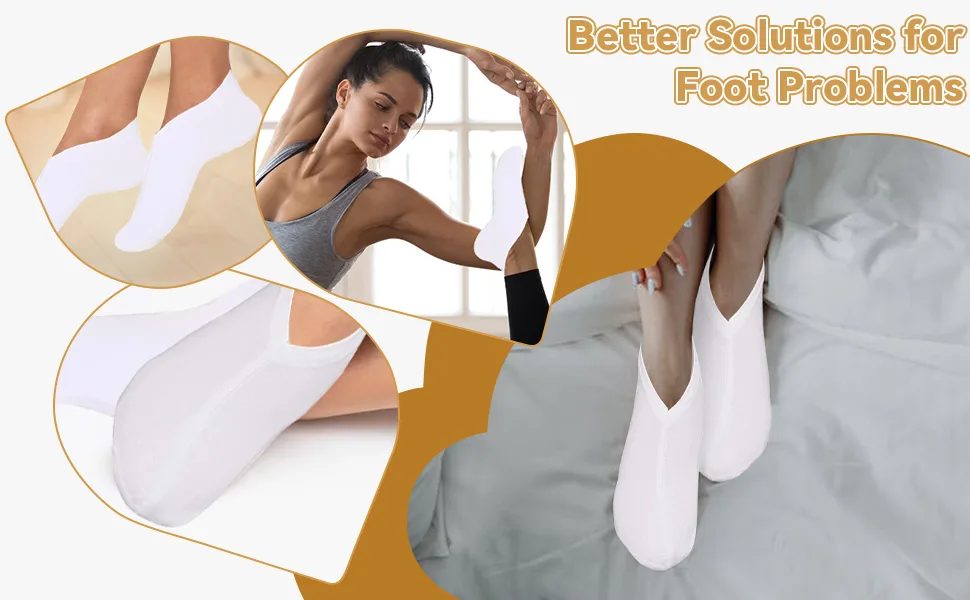 Scettar 4 Pairs Moisturizing Socks Overnight Spa Socks for Dry Fee Cotton Moisture Enhancing Socks Thin Foot Spa Socks for Dry Cracked Feet - Moisturizing Socks Overnight Spa Socks for Dry Fee