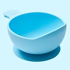 Nana's Manners Silver Silicone Suction Bowl Stage 1 for Babies Ages 4 Months and up. Features Scoop Lip Handle and Suction pad with Pull-tab for Easy Removal. BPA-Free. - Lip And Handle