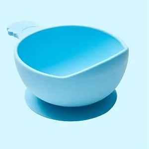 Nana's Manners Silver Silicone Suction Bowl Stage 1 for Babies Ages 4 Months and up. Features Scoop Lip Handle and Suction pad with Pull-tab for Easy Removal. BPA-Free. - Lip And Handle