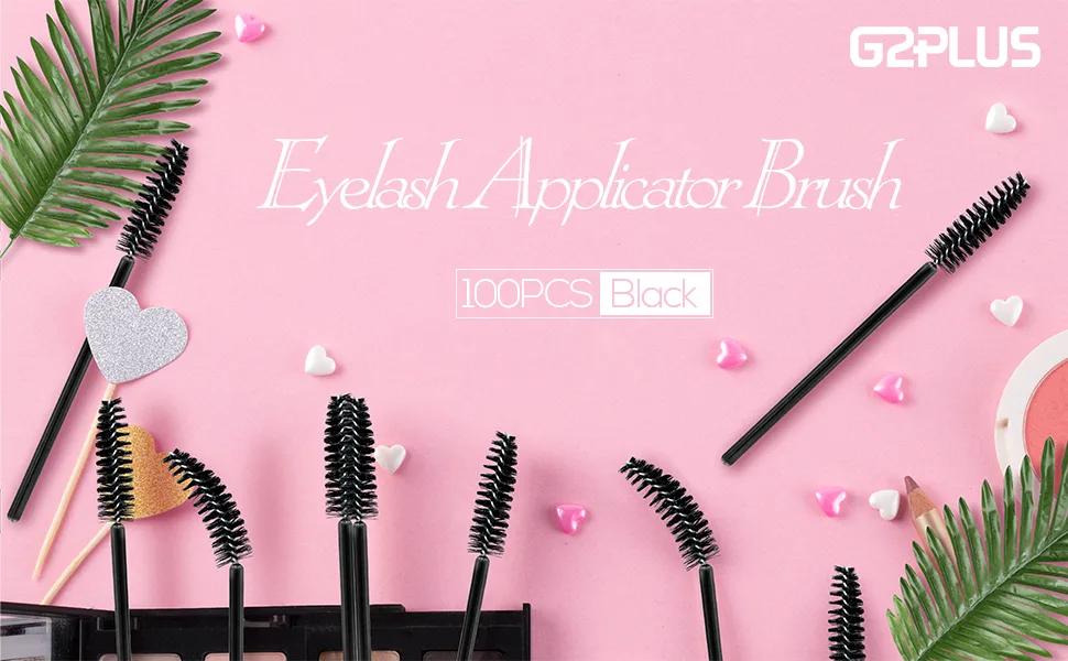 G2PLUS 50 PCS Black Eyelash Brushes Spoolies- Eyebrow Spoolie Brushes -Disposable Mascara Wands - Eyelash Extension Brushes for Extensions 50 Black - Black Eyelash brush