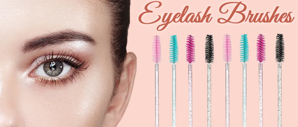 G2PLUS 50 PCS Black Eyelash Brushes Spoolies- Eyebrow Spoolie Brushes -Disposable Mascara Wands - Eyelash Extension Brushes for Extensions 50 Black - Disposable Crystal Eyelash Brushes