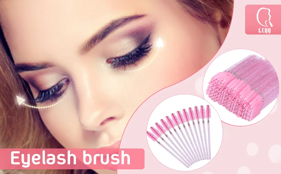 GCQQ 50Pcs Eyelash Wands Disposable Crystal Mascara Wands Pink Spoolies Eyelash Brushes for Lash Extensions Eyebrow Separate Crystal Pink 50PCS - 50Pcs Eyelash Wands Disposable